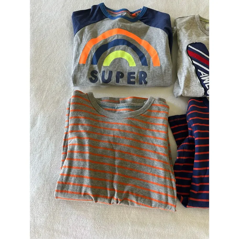 Mini Boden 4pc Lot Shirts Boys 9 10 Stripes Penguin Long Sleeve